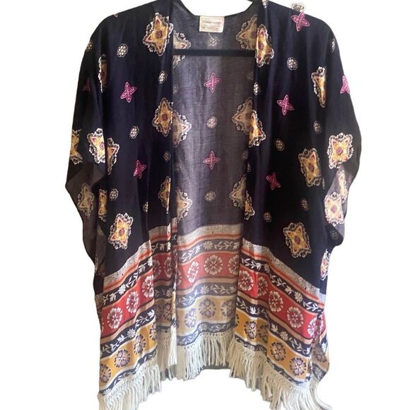 Melrose & Market Short Sleeve Bohemian Open Cardigan. One Size. - Picture 1 of 5